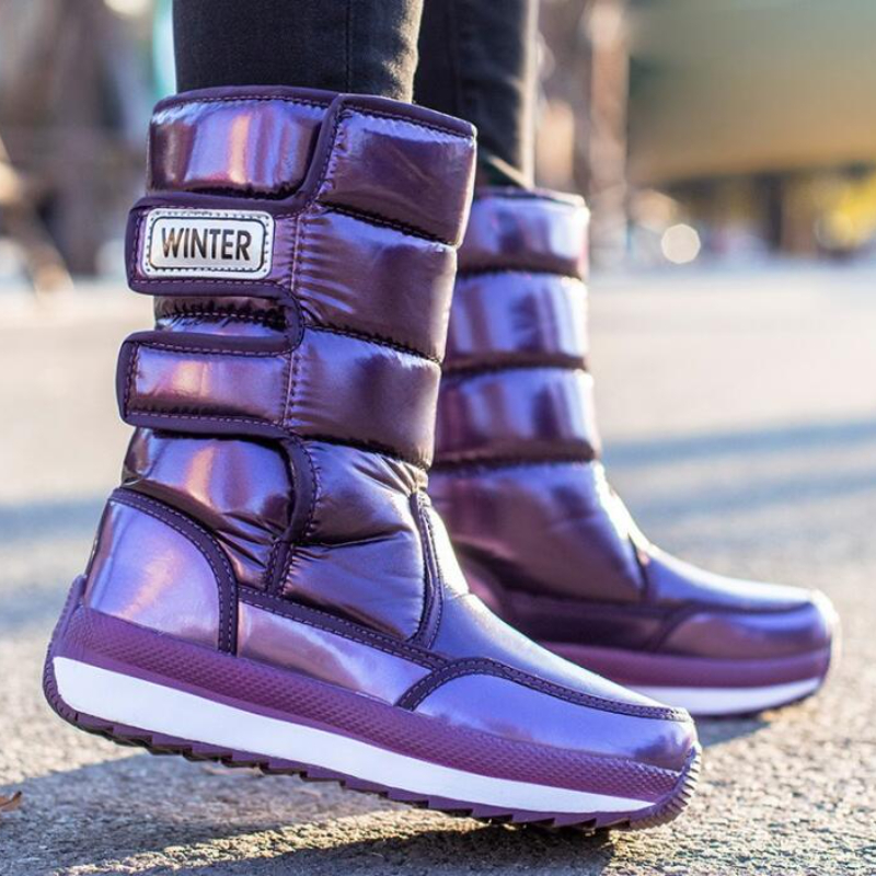Bota de inverno para crianças, botas longas de pelúcia grossas à prova d'água para meninos e meninas, sapatos teenger, botas até o joelho antiderrapante shx002