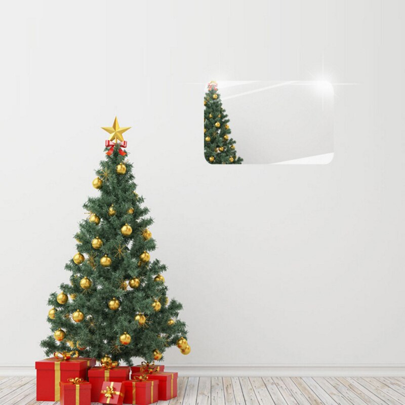 Autocollant mural effet miroir 3D | Décoration de fond ovale Rectangle amovible pour la maison et la