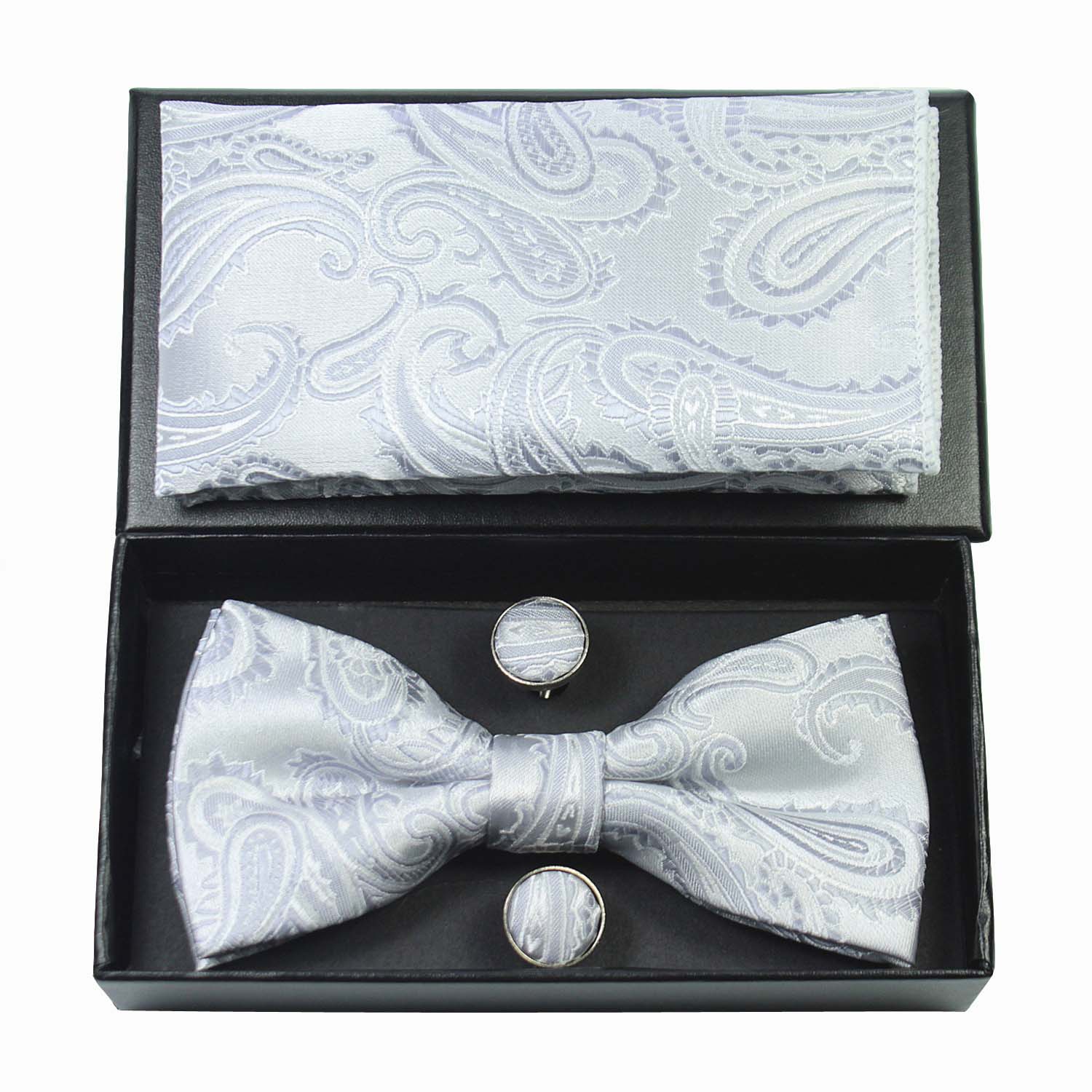 Jemygins originale menns bowtie lomme firkanter mansjettknapp sett paisley blomster vin rød sløyfe hanky sett til bryllupsfest: 4