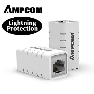 AMPCOM 1pz RJ45 Ethernet adattatore 8P8C Femmina estensore LAN connettore inline gatto7/gatto6/gatto5e Cavo Ethernet- protezione contro i fulmini: CAT6  LP bianca