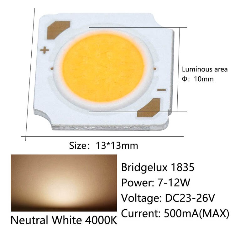 Chip LED Bridgelux Matrix de 5 uds, cuentas de lámpara de 13mm, 7-12W, 24V, 500mA, 3000K, 4000K, 6000K, accesorios de decoración de foco pequeño para el hogar: Verde militar