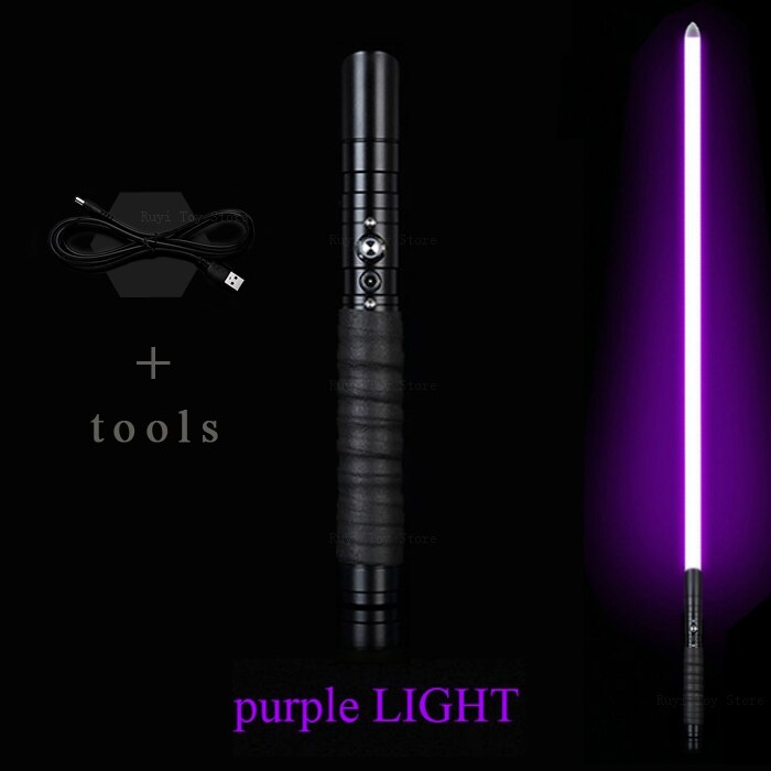 USB Spada Laser Giocattolo Luce Sciabola Kpop Lightstick Rgb Spada Laser Luminoso Led Del Giocattolo Del Metallo di trasporto della Maniglia Heavy Dueling 12 di Colore Cambiamento di Volume: Black-Purple