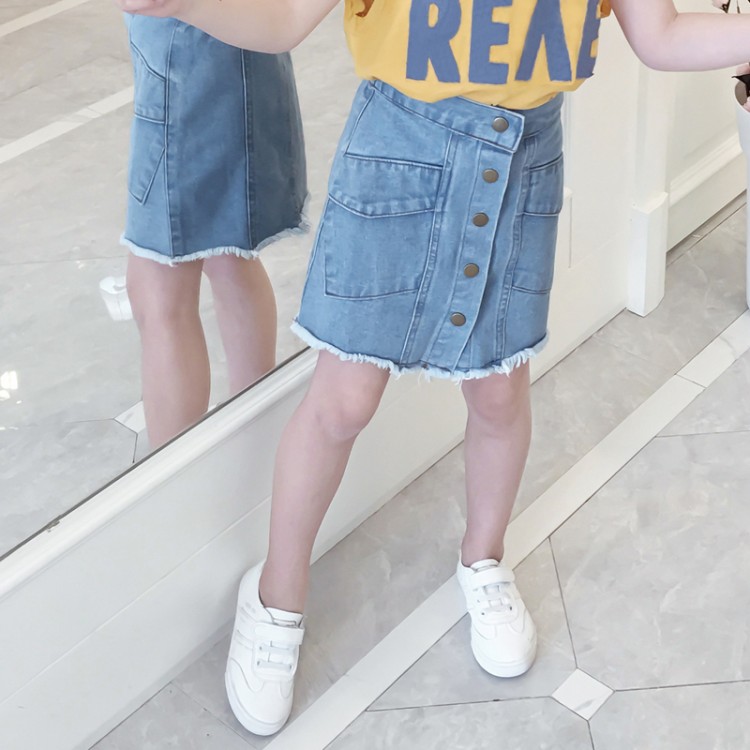 Casual Jean Skirts Summer Girls Children Denim Pencil Skirts For Girls Skinny Skirts Buttons Mini Skirts Girls Clothing