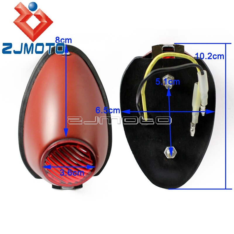 Sidecar garde-boue lumière pour Zundapp DB DS DBK KS KS750 side-car 12V ampoule rouge feu arrière pour BMW R75 R51 R61 R66 R71 universel: Rouge