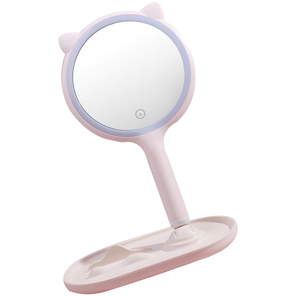 LED Lighting Mirror Desk Makeup Mirror Home Use Girl Cosmetic Light Adorn: Pink