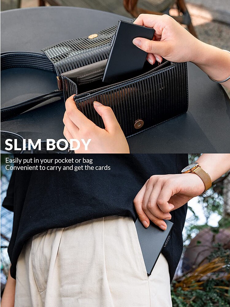 YATBEST minimalistische kaarttas aluminium ultradunne automatische pop-up creditcardclip draagbaar voor mannen en vrouwen