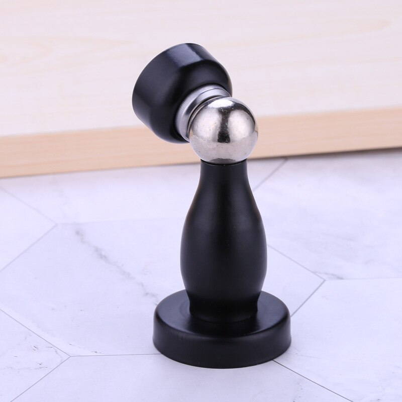 JD Thicknessed Stainless Steel Magnetic Sliver Door Stop Stopper Holder Catch Floor Fitting With Screw For Family Home Hardware: Black