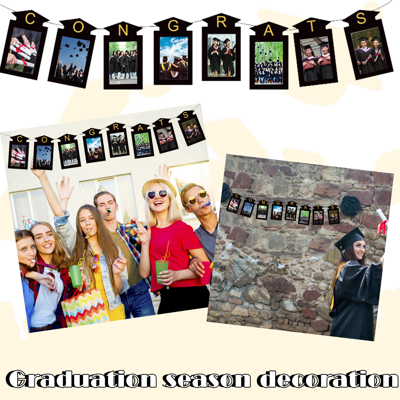 2022 Graduation Decorations Hanging Graduation Photo Banners Congrats Grad Class Garland Graduation Party Decorations Supplies