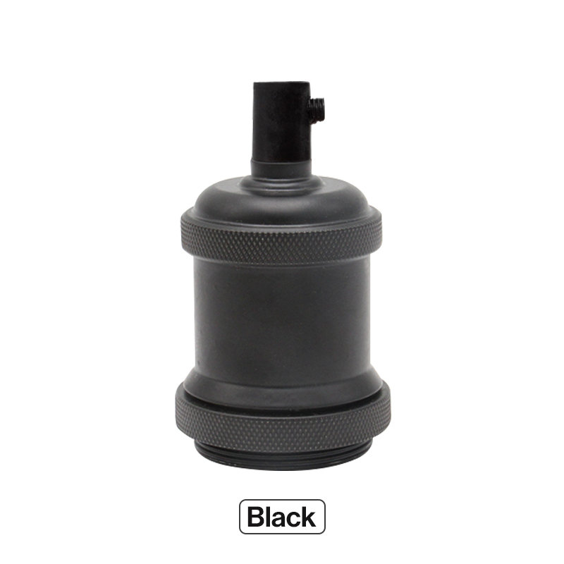 Vintage Edison Lamp E27 Socket Retro Pendant Lights Bulb Socket Screw Base Aluminum Light Industrial Retro Lamp Holder Fitting: Black