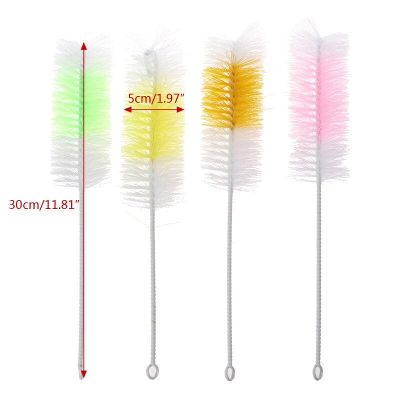 2Pcs Baby Nipple Bottle Brush 360 Degree Cleaner 30cm Nylon Cleaning Brushes U50F