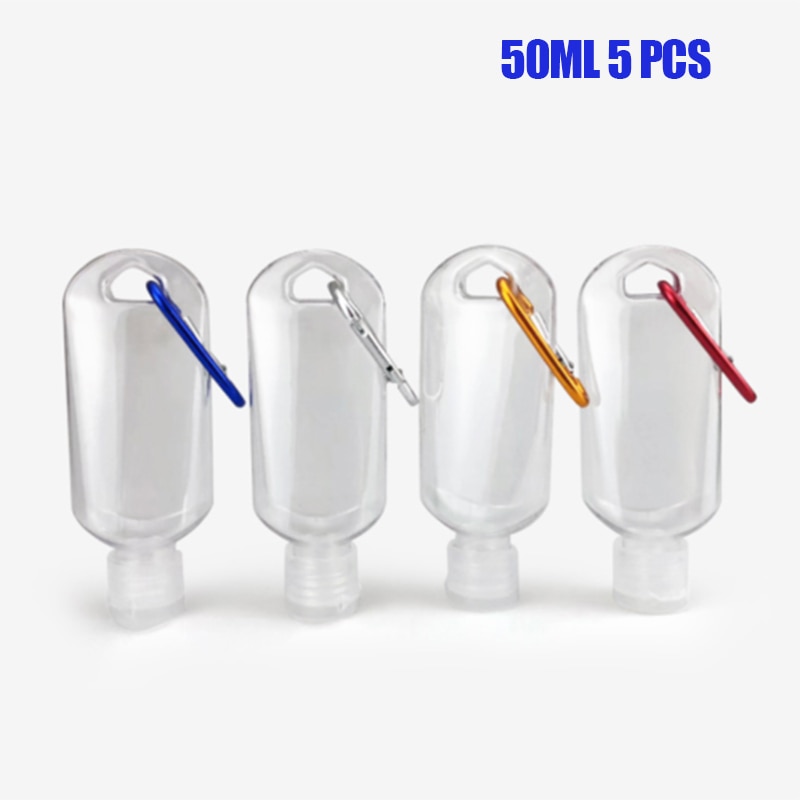 Botellas Vacías rellenables con llavero de 30/50/60ml, Mini botellas transparentes portátiles para viajes L5 1/5 Uds.