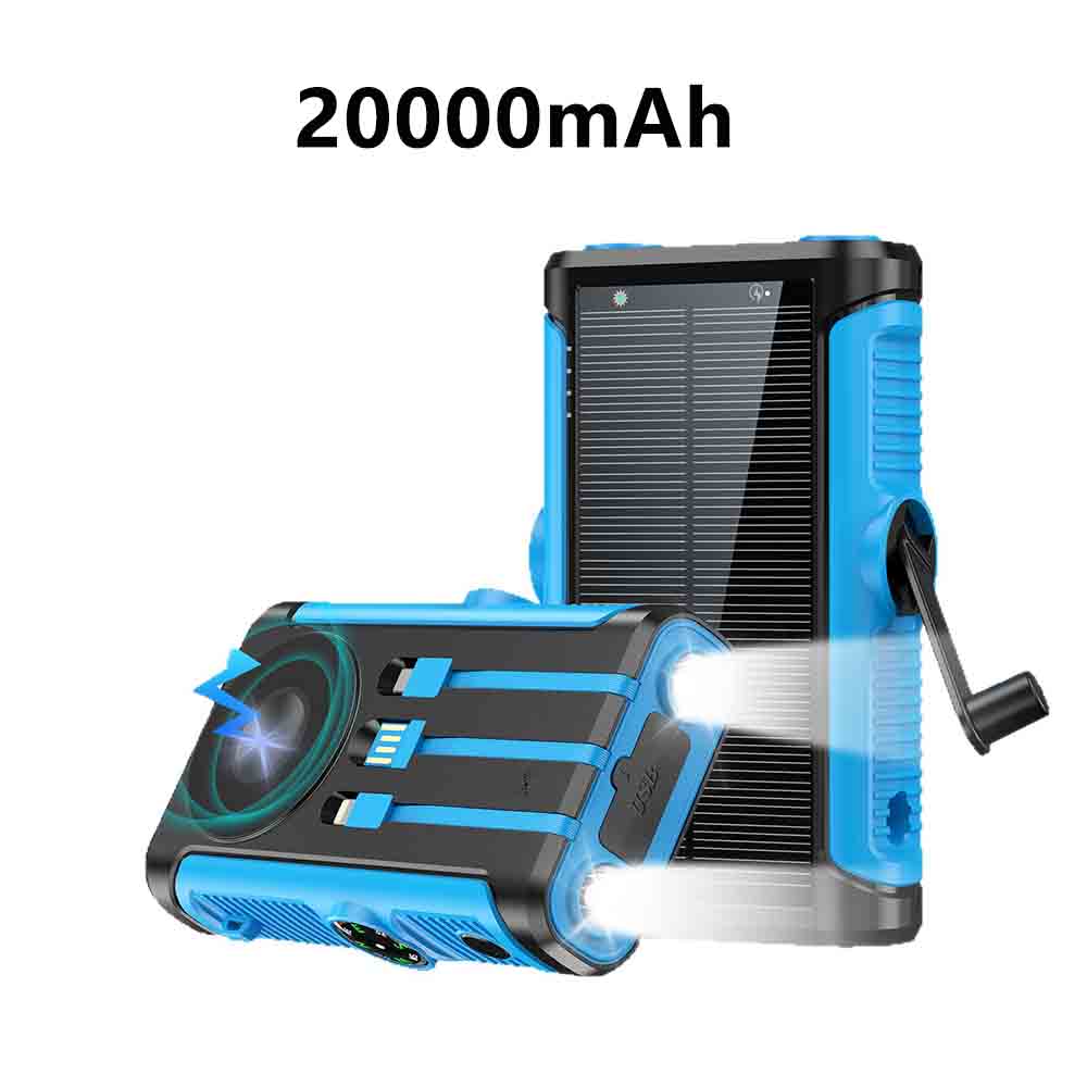 Banco de energía Solar de 50000mAh con Cable, manivela de carga, batería externa, cargador inalámbrico Magsafe de 22,5 W para IPhone: Negro