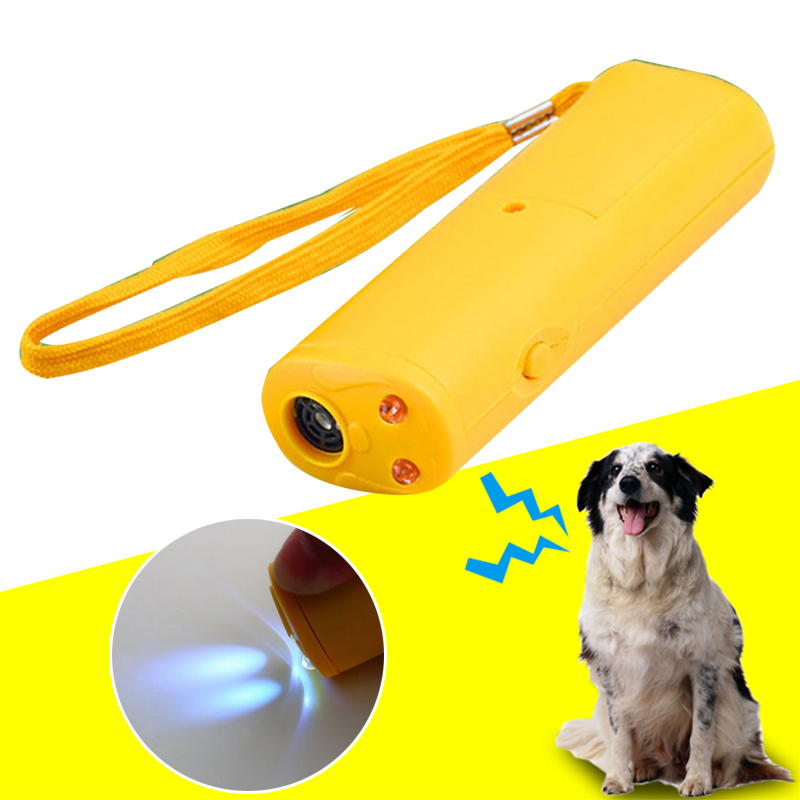 Stop Bark Obedience LED Pet Training Machine Ultrasonic Dog Repeller Dog Training Device Yellow Plastic 130*26*40mm Anti Attack