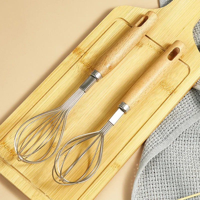 Handmatige eierklopper Houten handvat Mixer Eikloppers Garde Keukengadgets Eiercrème Roeren Keuken Bakken Gebak Gereedschap