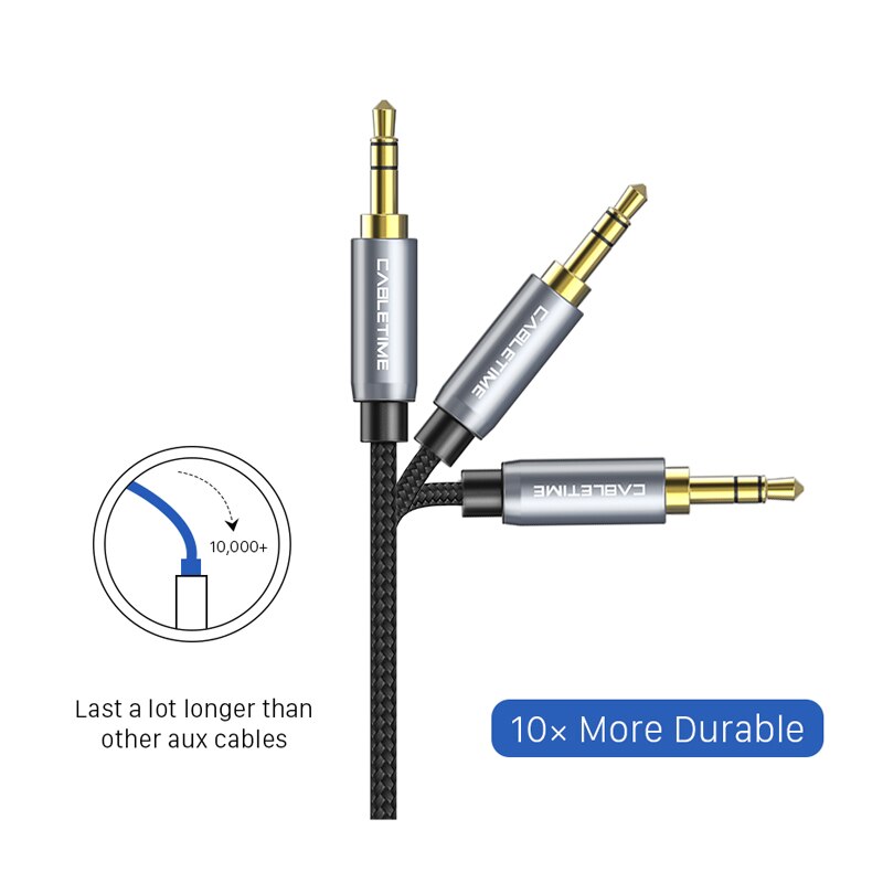 Cabletime 3.5 Mm Jack Hoofdtelefoon Upgrad Grey Audio Kabel Aux Verlengkabel M/F Voor Xiaomi Huawei P20 Versterker c104