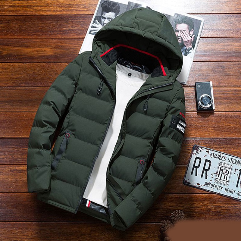 Vinterjacka för män casual parkas ytterkläder vattentät tjockare varm huvjacka ytterkläder plus storlek 3xl 4xl 5xl