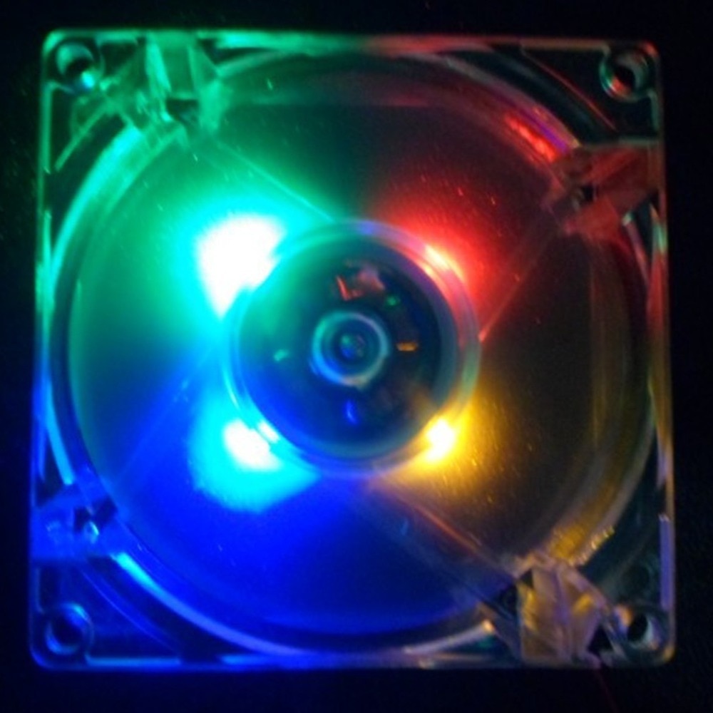 12V 0.20A 80 x 80 x 25 mm Computer fan 4 LED Silent PC Computer Case Cooler Cooling Fan Mod blue and colorful light
