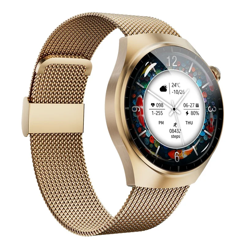 1.27 polegadas smartwatch para mulher sk7 mini amoled relógio bt chamada leitor de música ai voz para homem rastreador de fitness smartwatch: Dourado