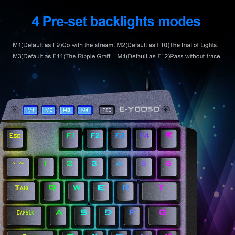 E-YOOSO K700 RGB 44 przewodowa klawiatura gry mechaniczne jednoręcznych czerwony przełącznik programowalny do gier komputerowych FPS/PUBG