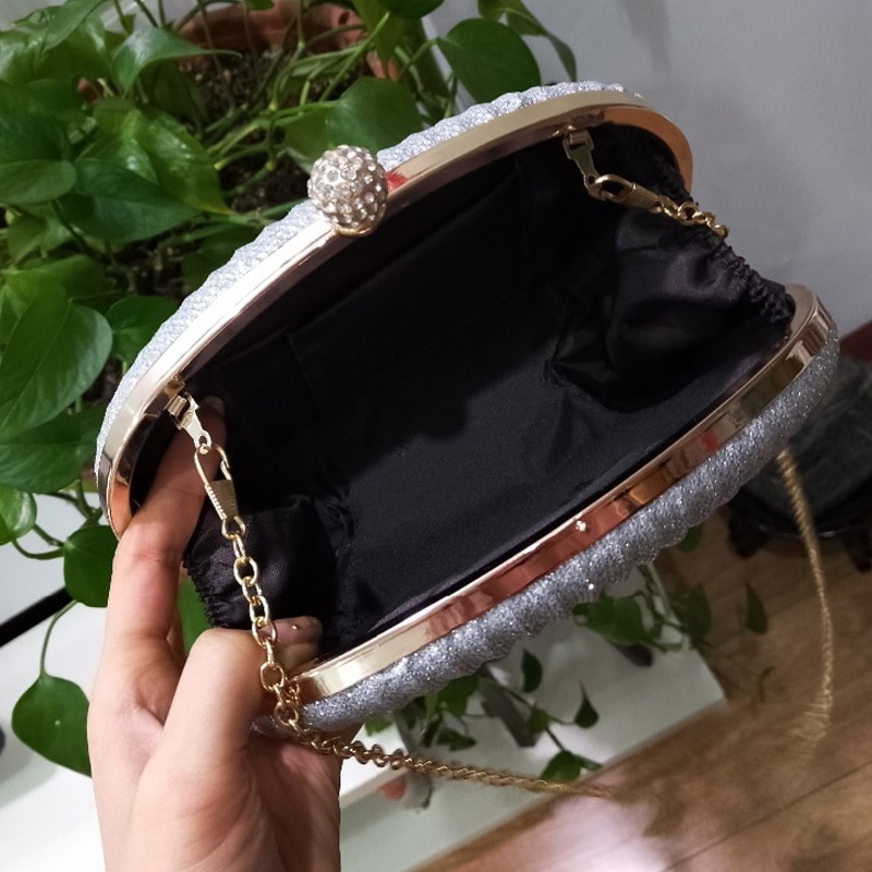 Dames diamanten avond clutch tas vrouwen bruiloft glanzende handtassen bruids geplooide portemonnee tassen ketting schoudertas