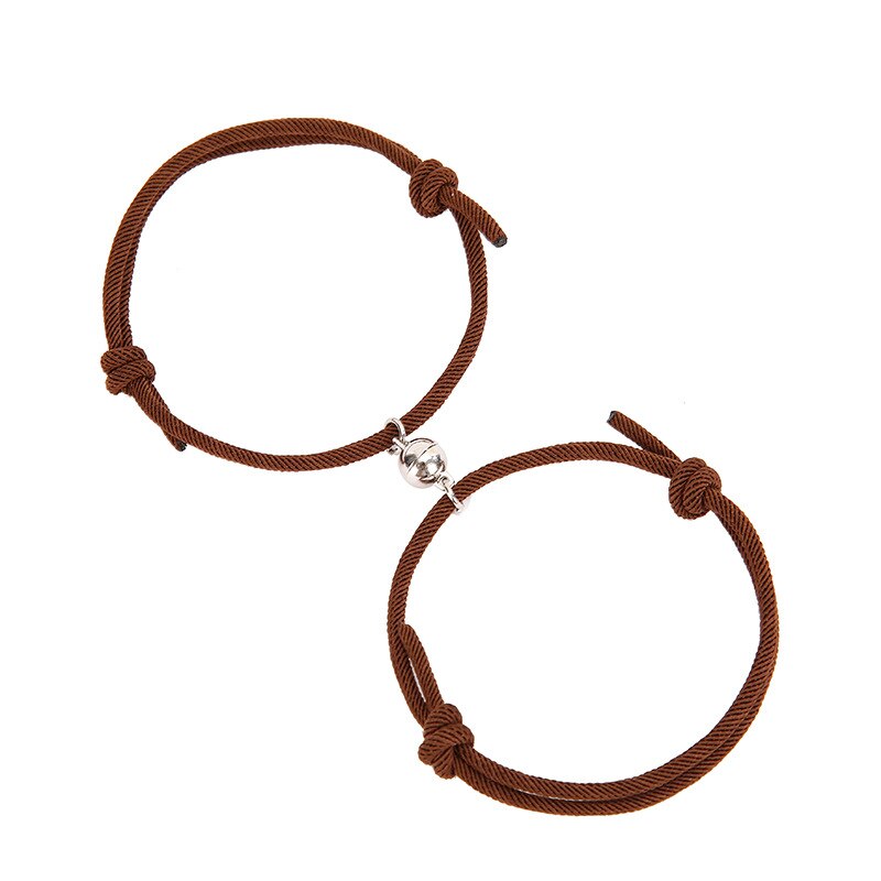 2pcs/pair Magnet Couple Bracelet Long Distance Minimalist Matching Braslet For Lovers Friendship Brazalete: Coffe