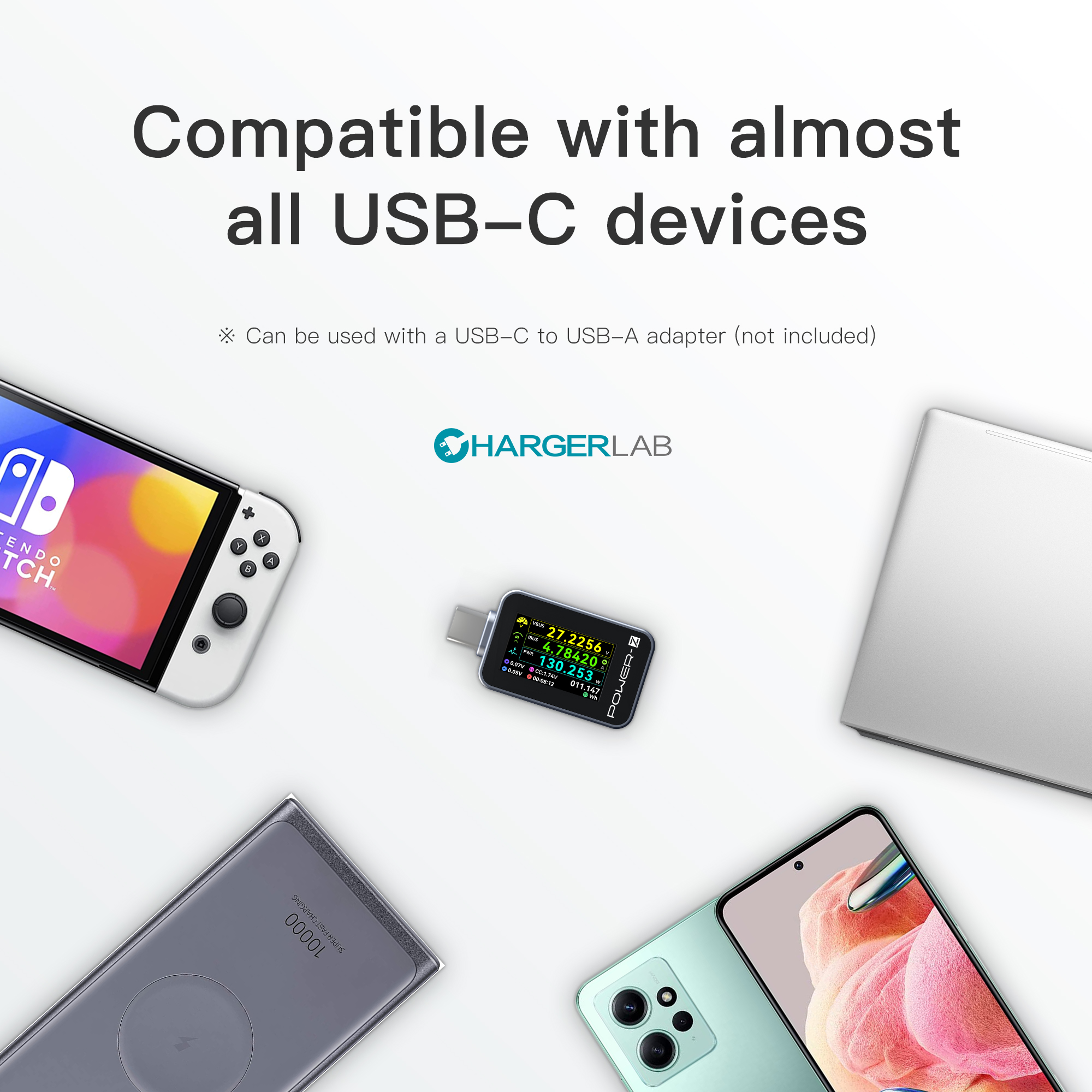 ChargerLAB POWER-Z C240 portable USB-C tester, digital power meter, supports 240W pd3.1 qc5.0, USB-C phones, laptops, Chargers