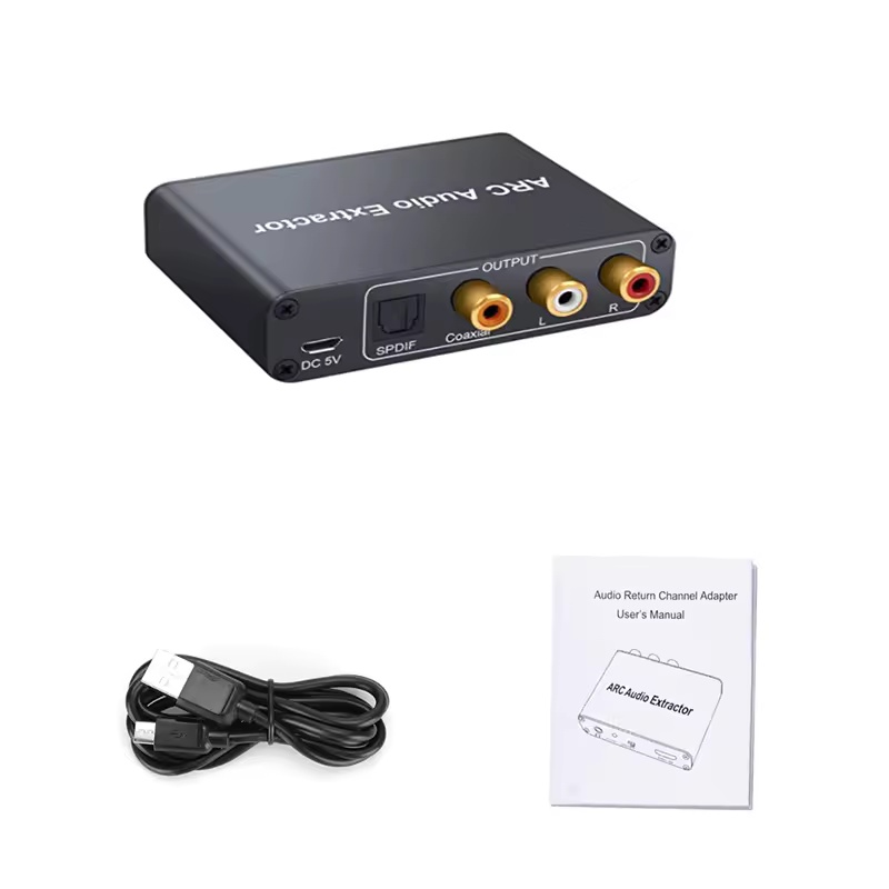 Extractor de Audio HDMI ARC DAC ARC L/R Coaxial SPDIF Jack Extractor convertidor de canal de retorno para fibra RCA 3,5mm auriculares para TV: Default Title