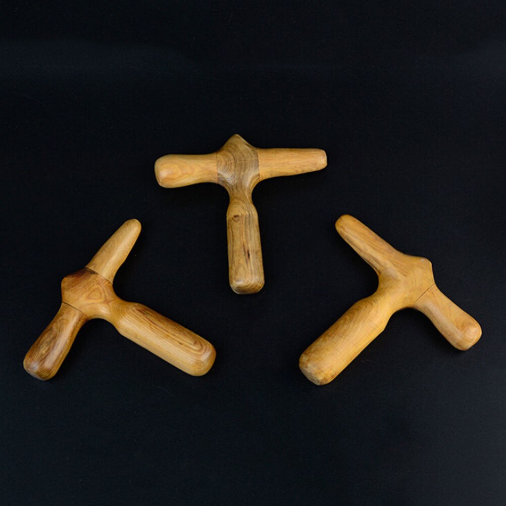 1Pc Wood Hand Foot Leg Massager Acupuncture Acupoint Stick Sandalwood Cross Massage Hammer Health Care Beauty Tool