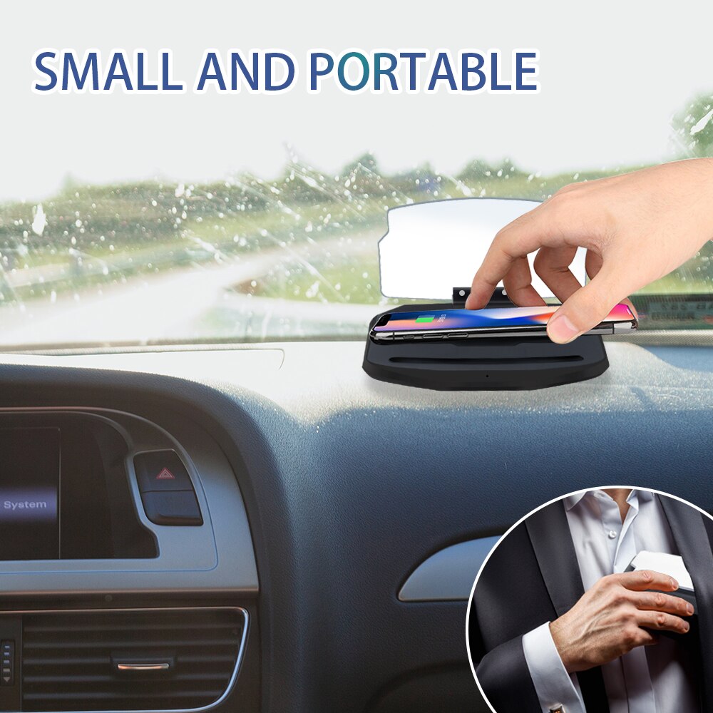 Neue HUD Head Up Display Handy-Navigation GPS Projektor 10W Qi Drahtlose Ladegerät Pad Smartphone Halter Auto Lade halterung