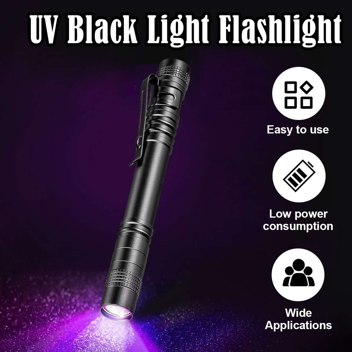 Torche ultraviolette de lampe de poche UV 365nm avec clip à stylo manuel a mené des lampes de poche portables Torches 395nm 365 Nm Nuit d'empreintes digitales