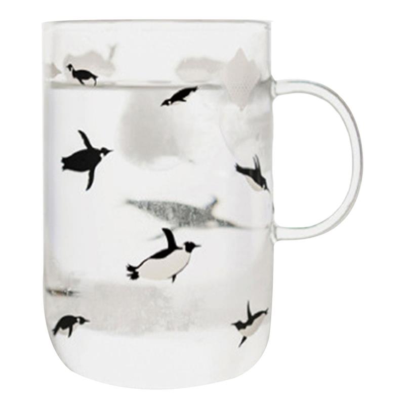 Wärme Beständig Glas Kaffee Becher Gedruckt Polar- Bär Pinguin Glas Wasser Tasse Glas Tee Becher Saft Glas Für Zu Hause Trinken utensilien: Pinguin