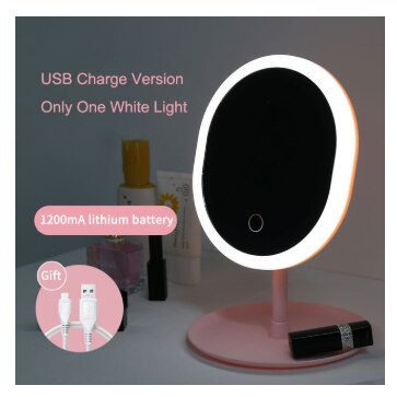 Led Light Makeup Mirror Storage LED Face Mirror Adjustable Touch Dimmer USB Led Vanity Mirror Table Desk Cosmetic Mirror: Orange