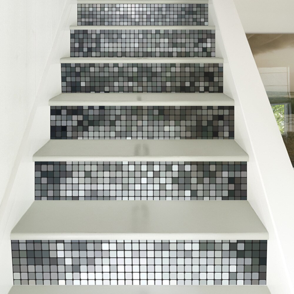 Autocollant 3D en PVC auto-adhésif pour escaliers, 6 pièces, mosaïque pour décoration de maison, escaliers, marches d&#39;escalier, décoration de noël