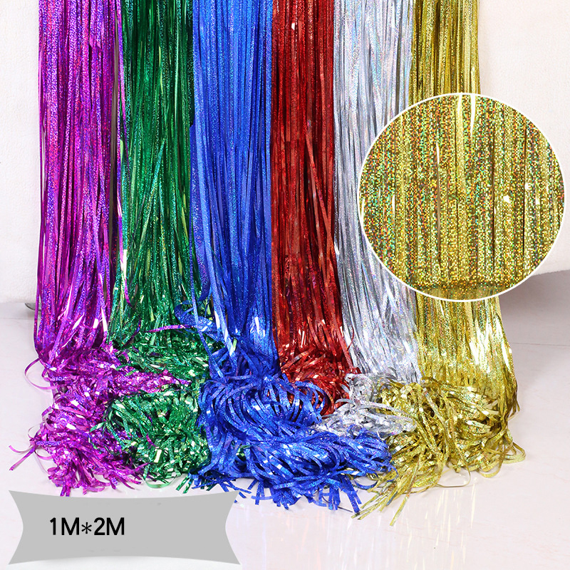 2m prata folha metálica enfeites franja cortina congelado festa decoração suprimentos inverno casamento pano de fundo decoração natal ornamentos