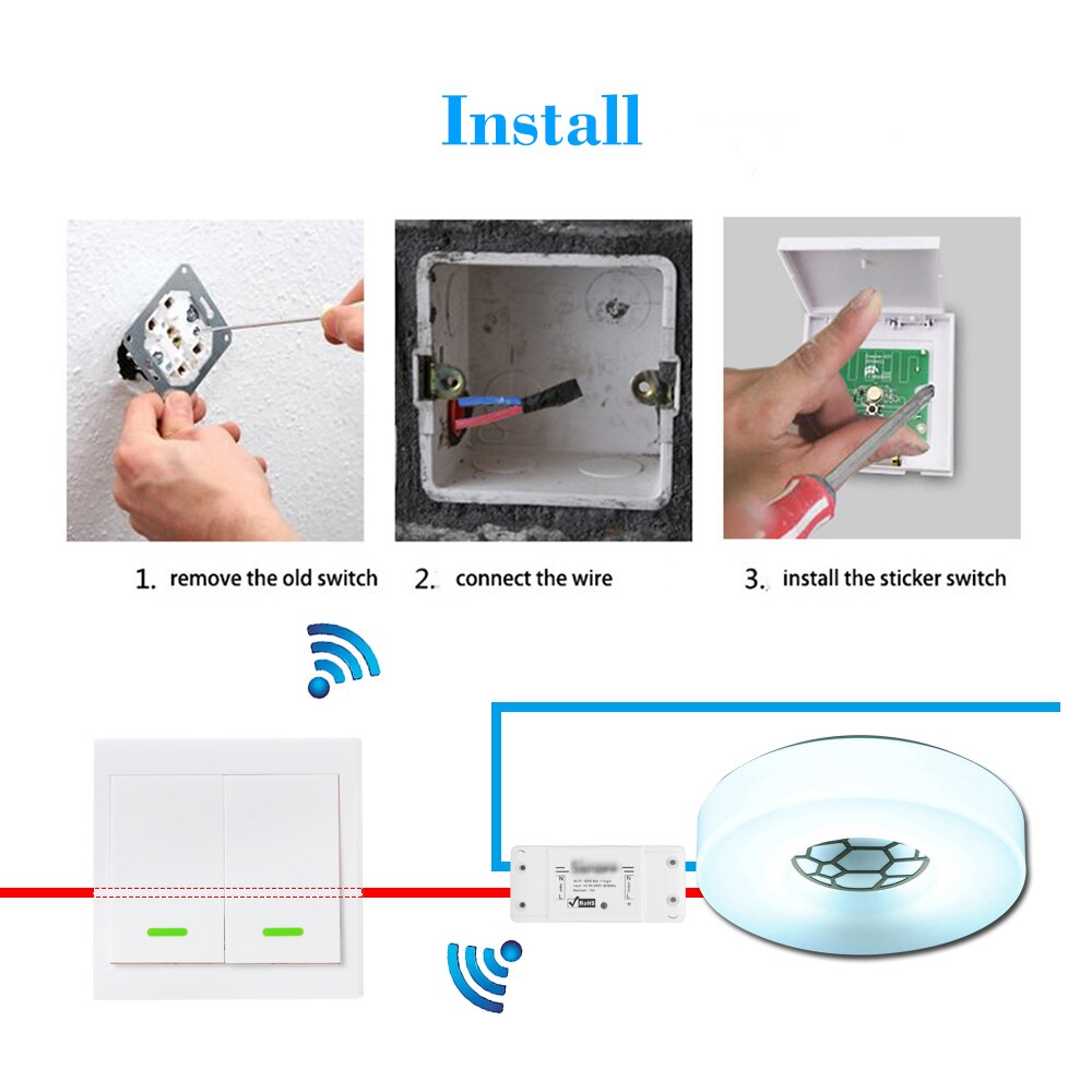 1/ 2/ 3 Gang 86 Type Switch Panel 433MHz Wireless RF Remote Control Transmitter Push Button Wall Light Switch Remote Controller