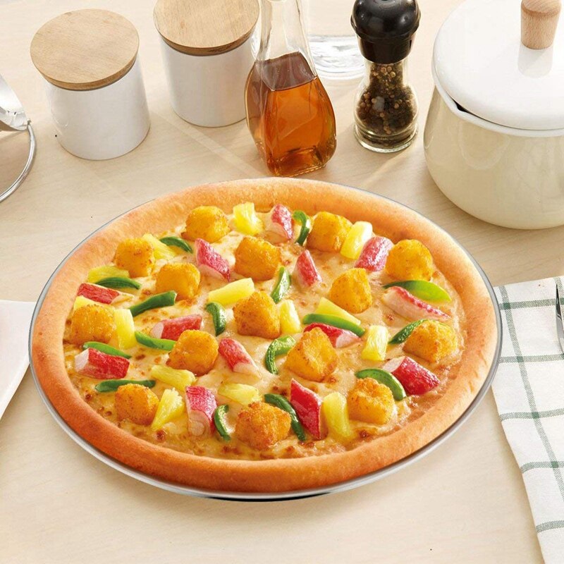 Pizza Bakken Pan Pizza Pan 12 Inch 201 Rvs Pizza Pan Ronde Pizza Bakken Pan Oven Pan Anti-aanbak En gezonde Bakken Pan