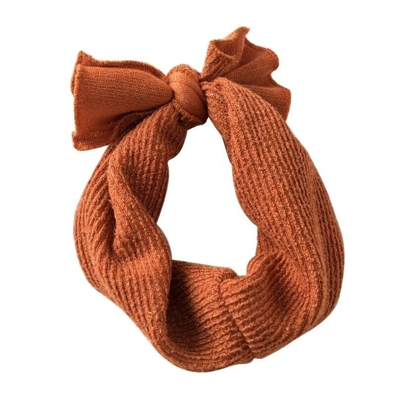 Baby Meisjes Solid Geribbelde Boog Knoop Hoofdband Baby Peuter Katoen Blend Leuke Hoofddeksels Hoofd Wrap Prinses Kinderen Accessoires: Oranje