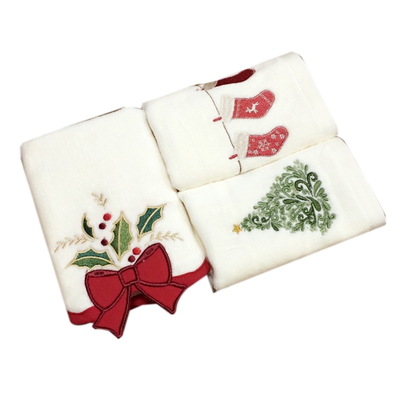 Jul serie bomuld håndklæder jul klokker juletræ strømper håndklæder håndklæder dekoration broderede håndklæder christ: Default Title