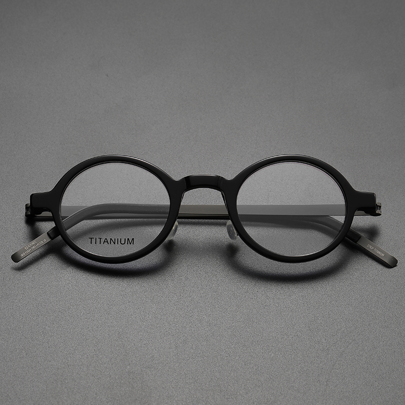 Denmark Ultralichte Schroefloze Bril Mannen Vrouwen Ronde Acetaat Titanium 1810 Bril Frame 130Mm Retro Klein Formaat Oculos: green