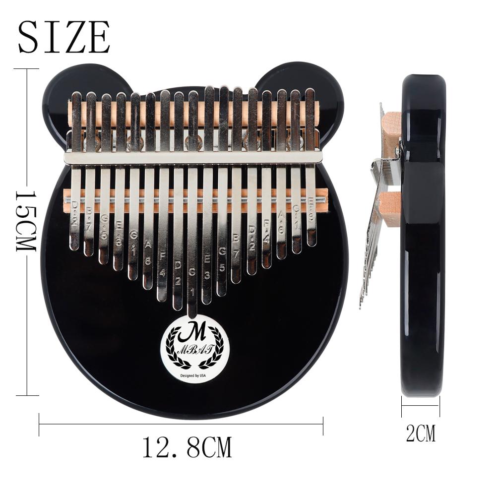 Kalimba 17 Key Acrylic Kalimba With EQ Thumb Piano Finger Piano for Children Beginner Tuner Hammer Stick Bear Kalimba Case