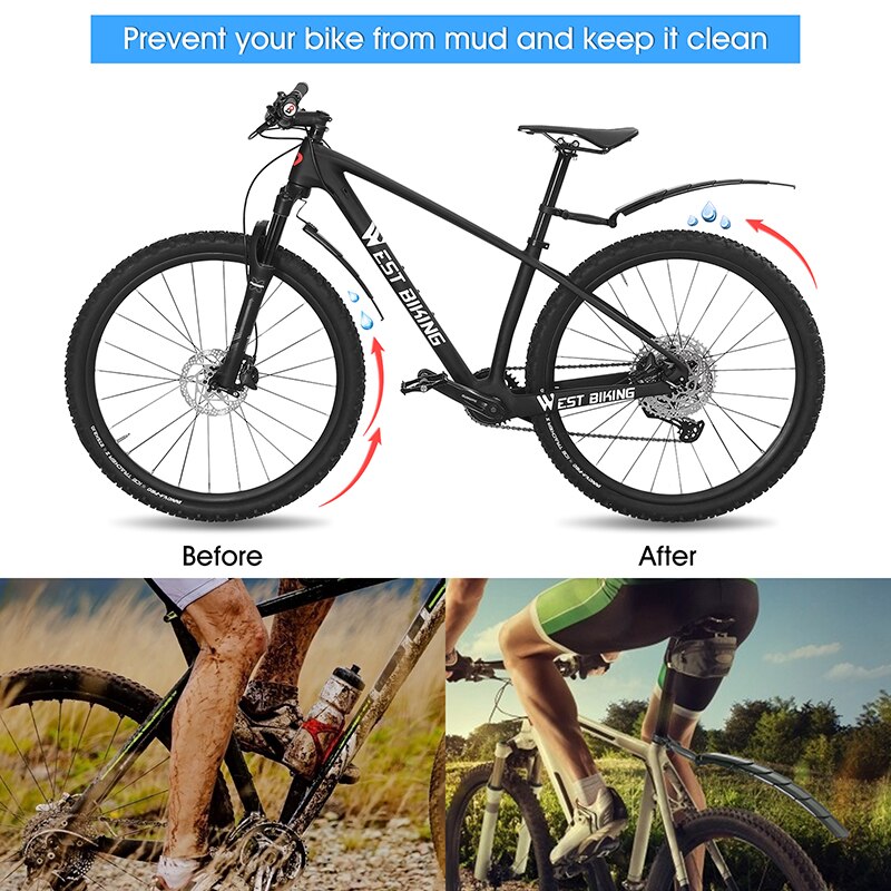 WEST BIKING – garde-boue universel pliable pour vélo, vtt, garde-boue avant et arrière, ailes de roues de cyclisme, garde-boue pour vtt