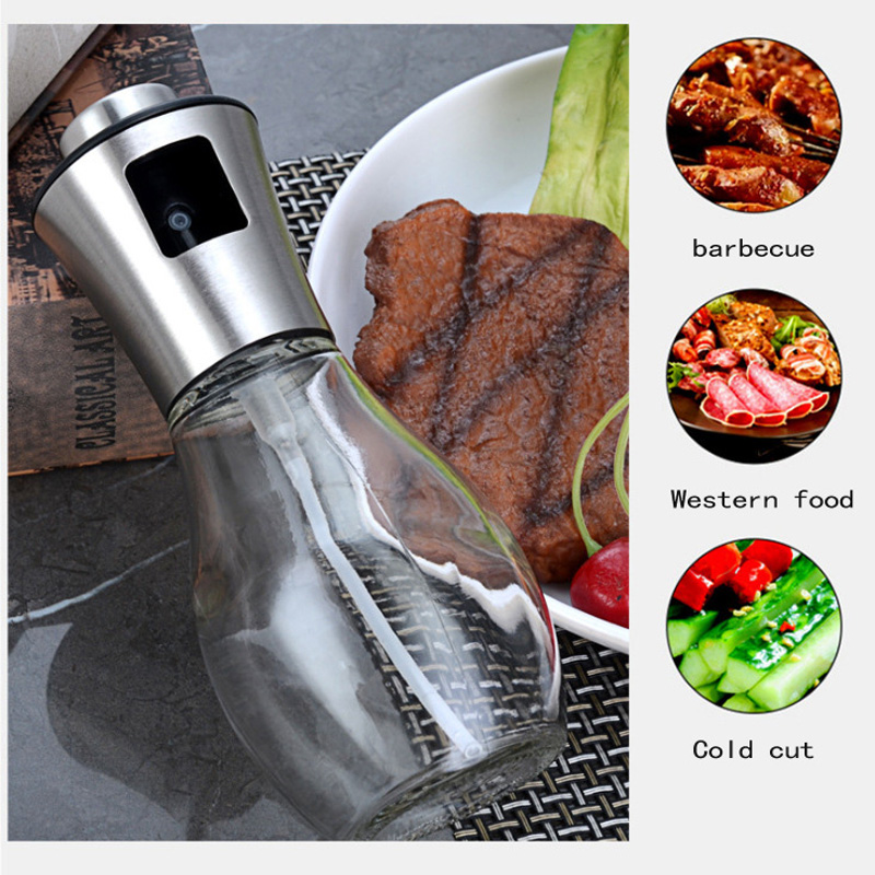 200ml rostfritt stål glasoljeflaska matlagning kök bbq bakning olivolja sprayflaska livsmedelskvalitet enhetlig sprayflaska