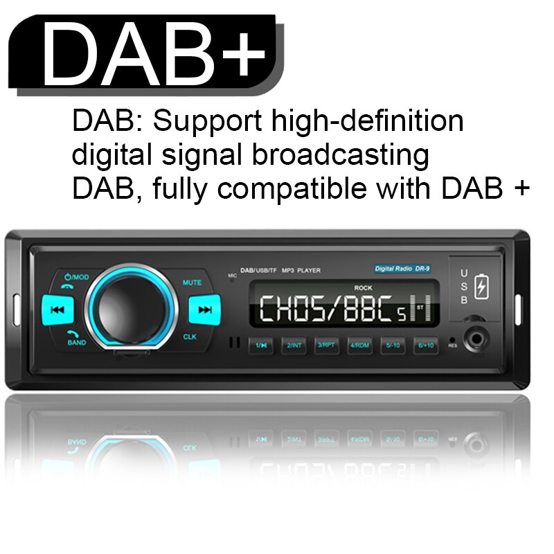 Autoradio numérique avec Interface ISO, double USB, FM, MP3, BALANCE, mains libres, DAB, USB, 1din, Bluetooth 4.2, WMV, APE, EQ, carte TF, disque U