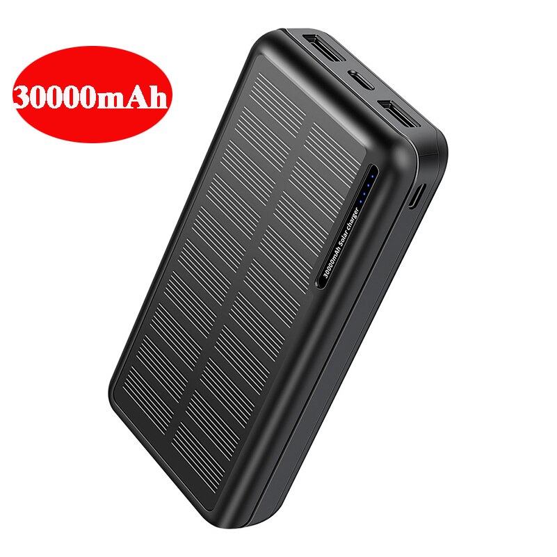 Solar Power Bank 30000 Mah Draagbare Snelle Opladen Externe Lader Powerbank 2 Usb 30000 Mah Poverbank Voor Xiaomi Iphone Samsung
