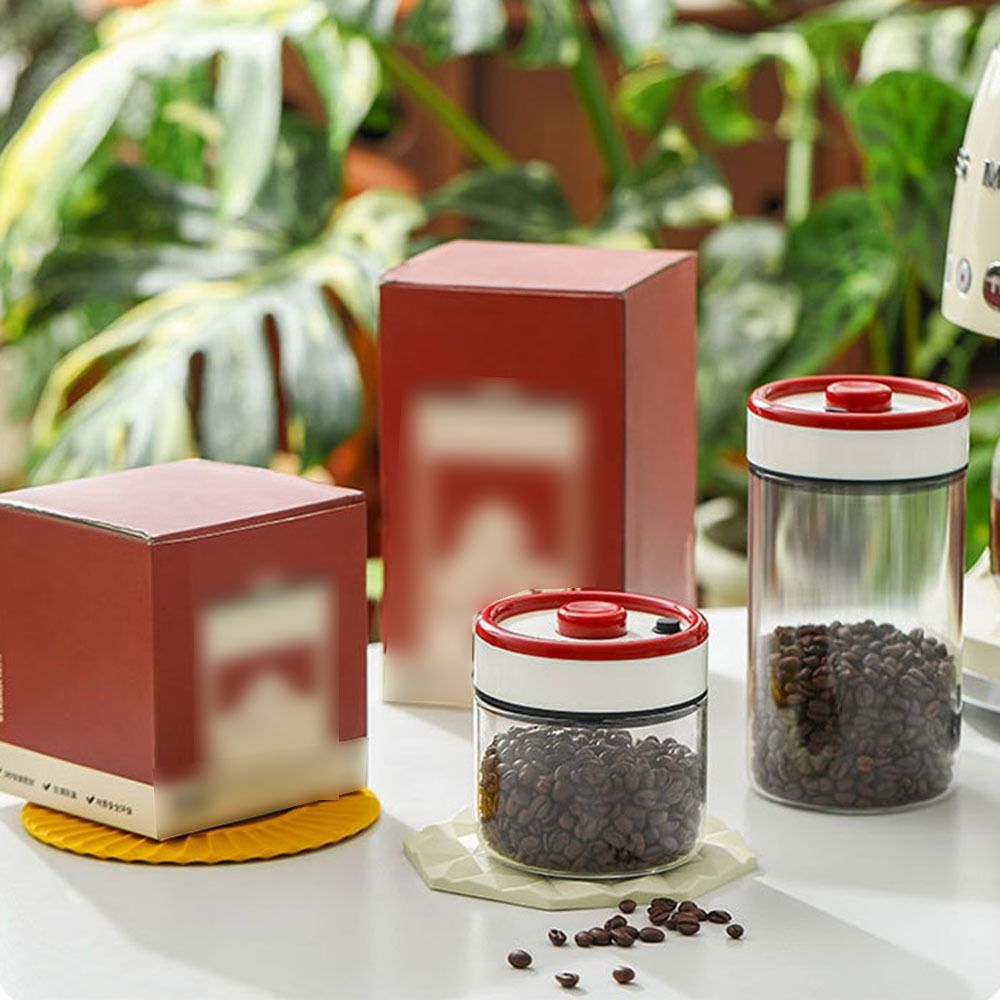 Pojemnik próżniowy na kawę, szczelny, transparentny, odporny na wilgoć, robić przechowywania ziaren kawy, możliwość układania w stosy, odłączane pojemniki na herbatę.