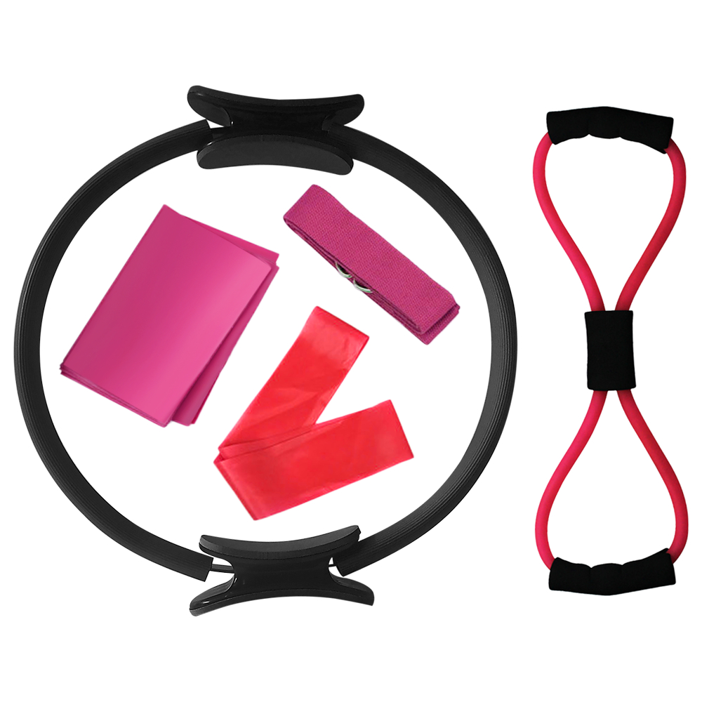 5pcs Yoga Equipment Set Yoga Circle Equipment Pilates Workout Fitness Circle Training Resistance Tool Exercise Stretching Strap