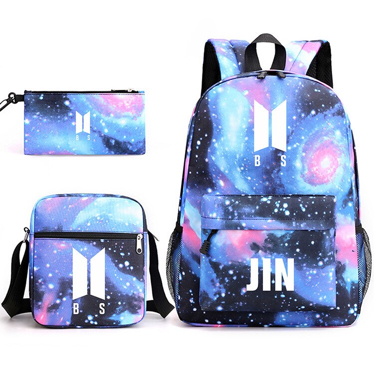 Starry Sky Pattern Schoolbag Pencil Case Shoulder Bag Set Large Capacity Backpack JIN SUGA J HOPE JIMIN V JUNGKOOK Travel Bag: 07