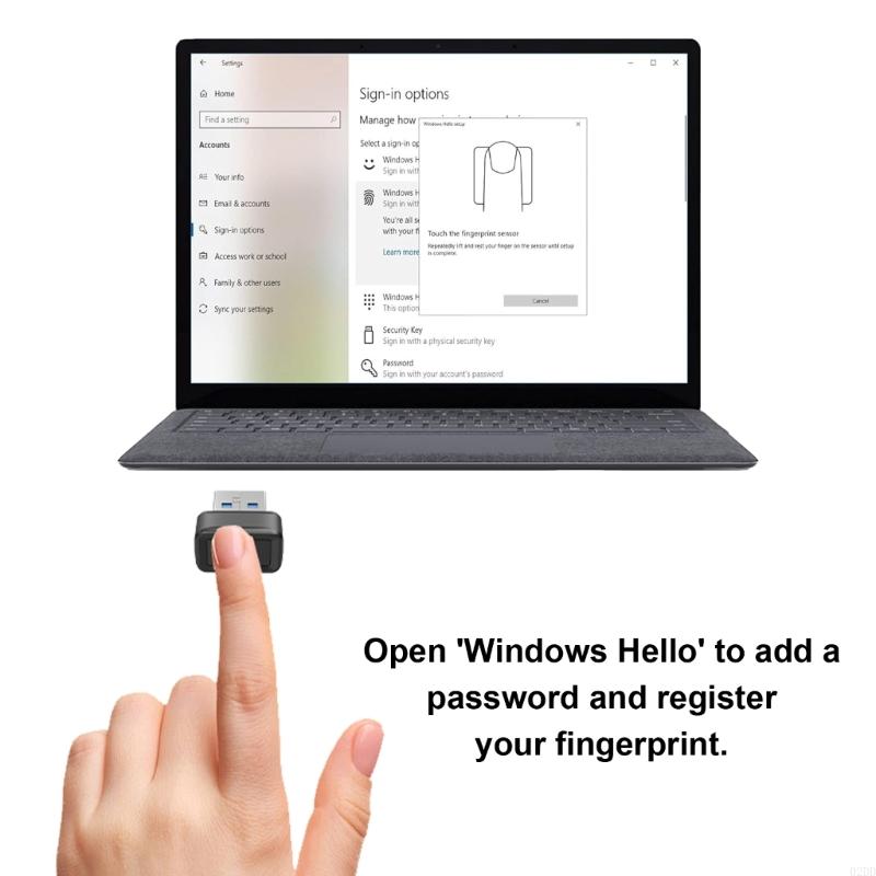 02DD Mini-USB-Sicherheitsschlüsselfenster Hallo Fingerabdruckleser Zuverlässige und bequeme Zugangskontrolle 360-Grad-Erkennung
