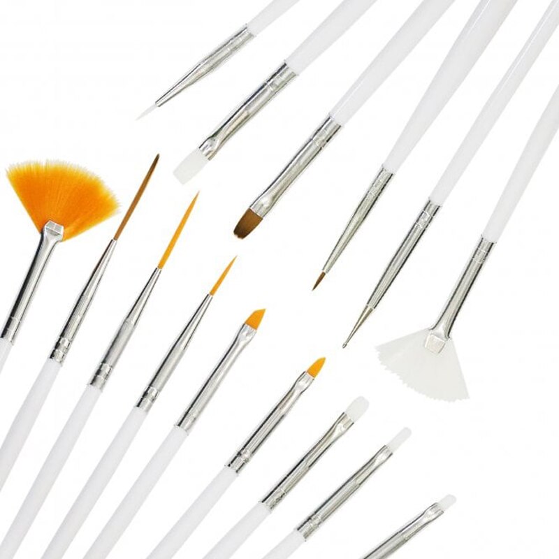 NAIL ART & BRUSHES 15 pcs Nail Art Brushes Set Liner Striping Brush for Strokes, Details Painting, Elongated Lines Pen
