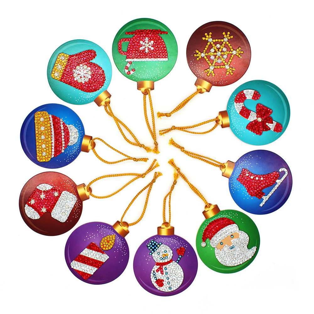 4/10 Pcs Kerstboom Sneeuwpop Sleutelhanger Diamant Schilderij Vrouwen Tas Sleutelhanger Hanger Speciale Vorm Kerstboom Hanger